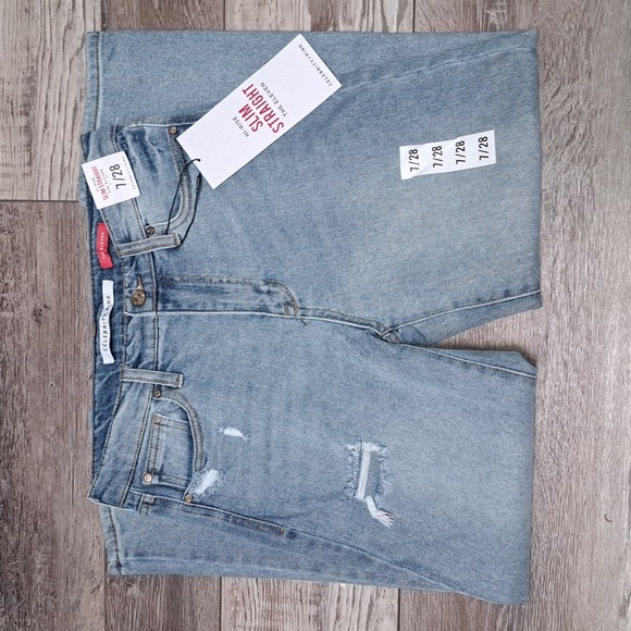 Celebrity Pink Distressed Straight Leg Jeans - Light Blue Size 7/28 - Picture 5 of 13